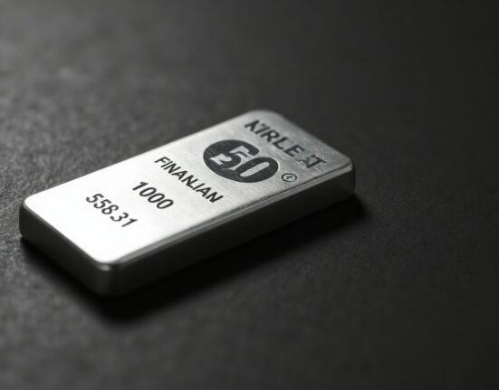 Silver bar on dark surface with soft lighting representing precious metals market analysis