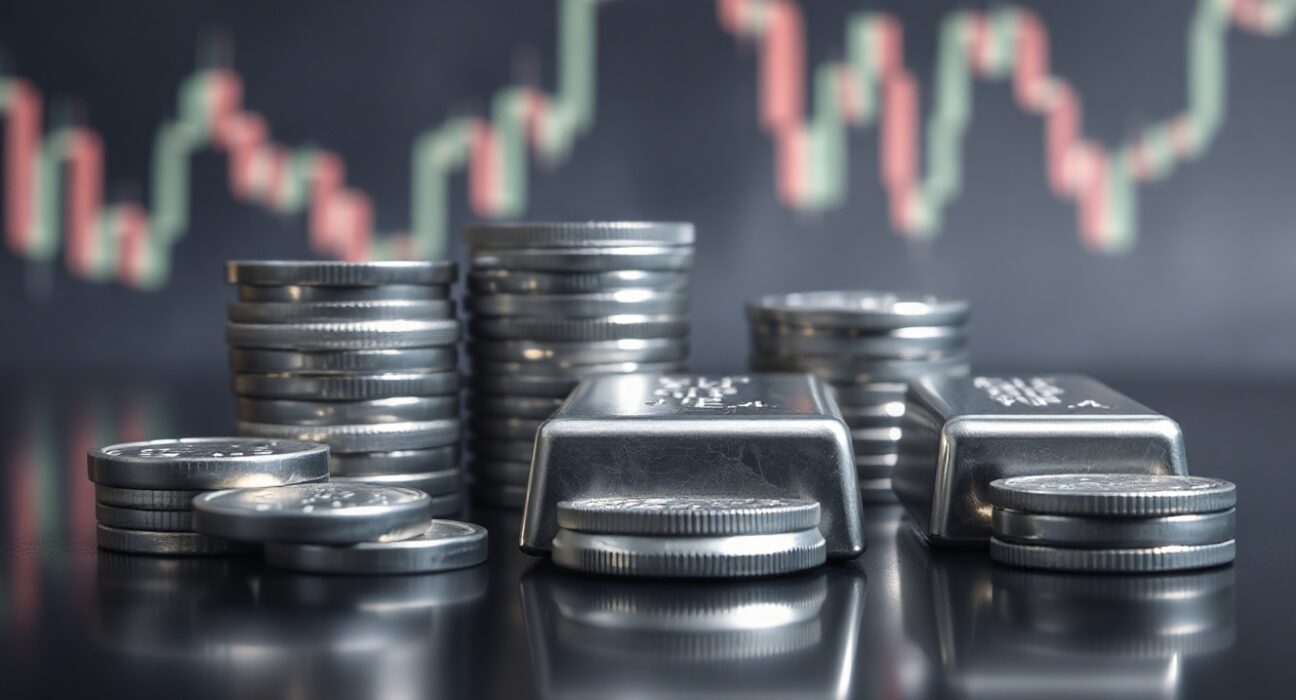 Silver bullion coins and bars reflecting market uncertainty amid hawkish Fed sentiment