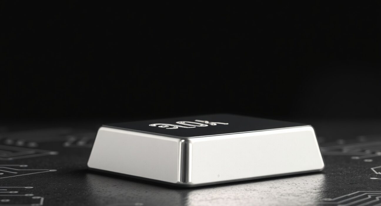 Silver bullion bar representing the XAG/USD price holding gains near $87 amid economic uncertainty.