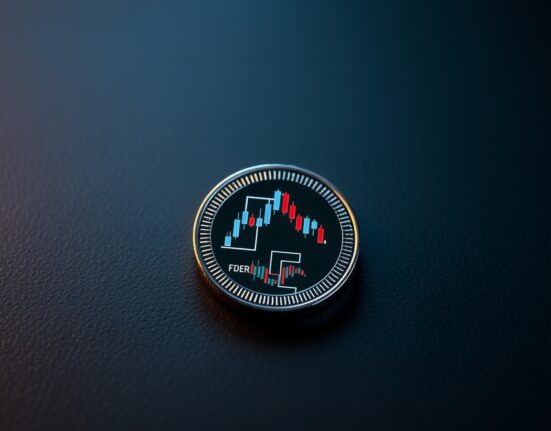 Silver coin with chart reflection, representing XAG/USD technical analysis