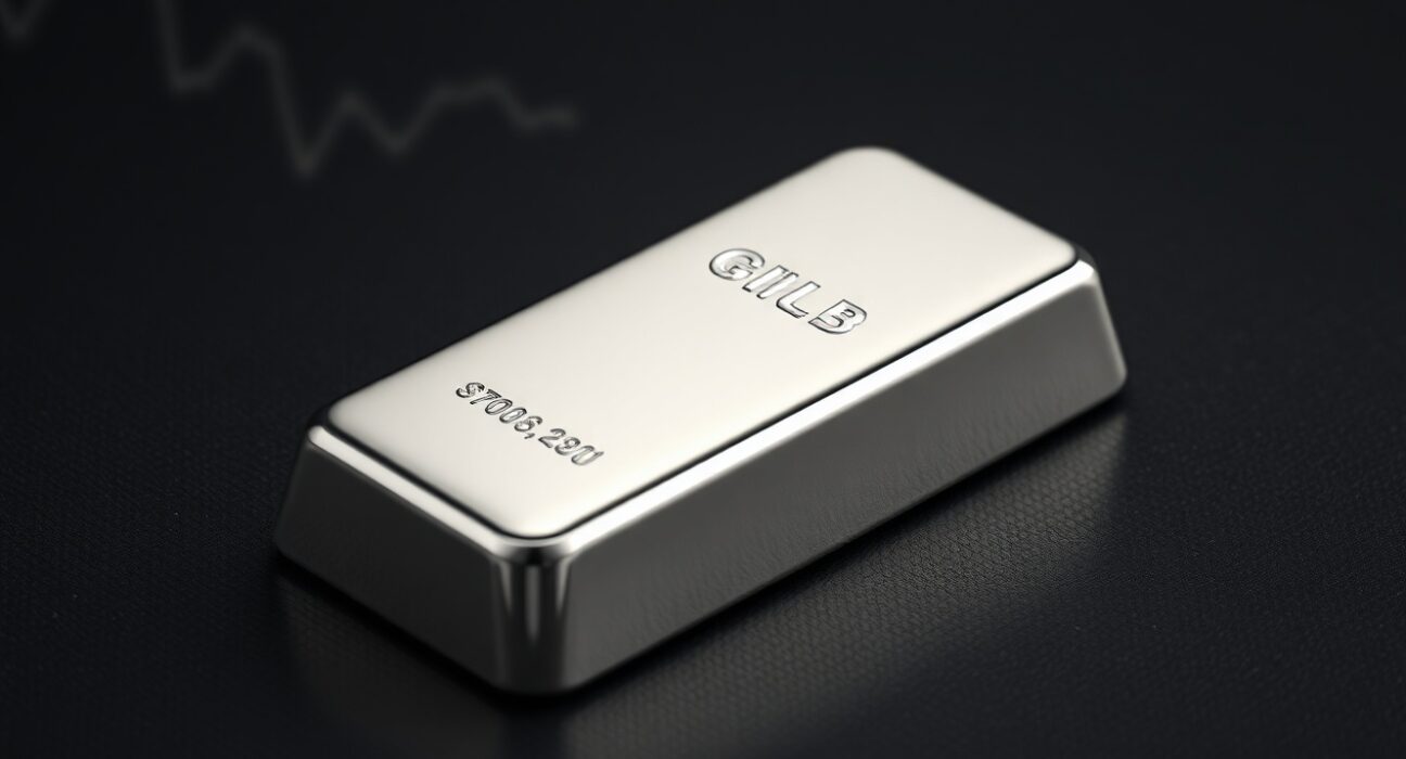 Silver price forecast analysis with silver bullion representing XAG/USD market pressure.