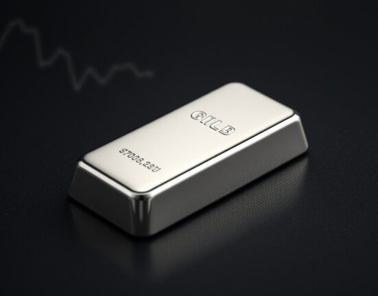 Silver price forecast analysis with silver bullion representing XAG/USD market pressure.