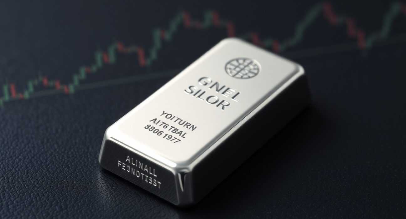 Silver price forecast analysis with silver bullion representing XAG/USD market movements and Iran geopolitical factors.