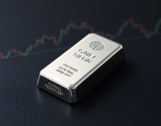Silver price forecast analysis with silver bullion representing XAG/USD market movements and Iran geopolitical factors.