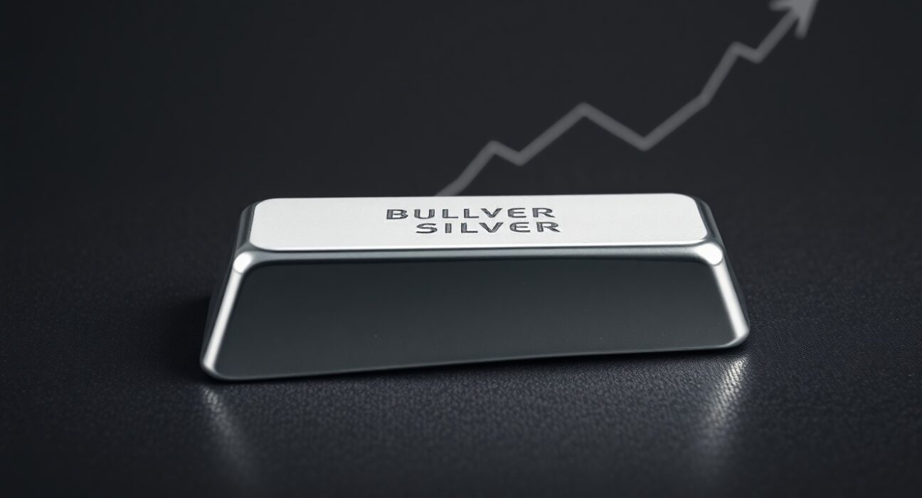 Silver price forecast analysis with silver bullion representing XAG/USD surge.