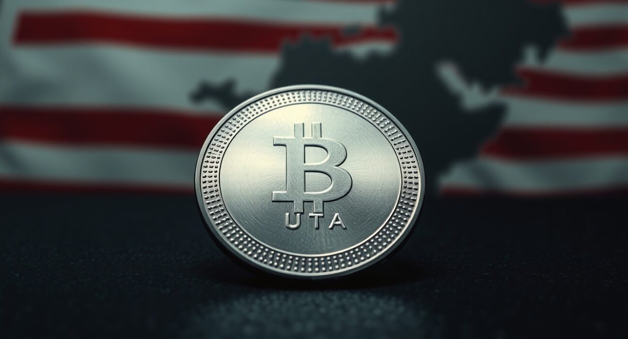 Silver price forecasts analysis showing a silver coin against a backdrop of geopolitical and monetary policy influences, representing XAG/USD market uncertainty.