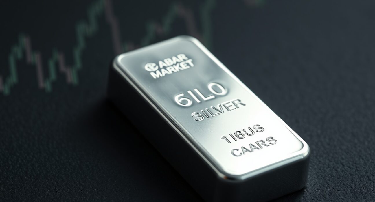 Silver bullion bar representing the silver price rally amid geopolitical news.