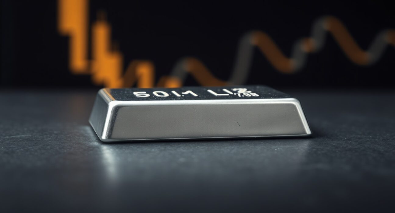 Silver bullion bar representing the falling silver price amid market volatility.