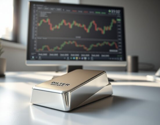 Silver bullion bar representing today's falling silver price and market analysis