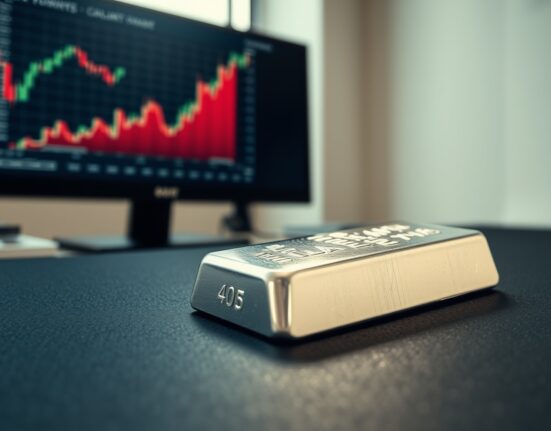 Silver bullion bar representing market price movement amid US dollar volatility.