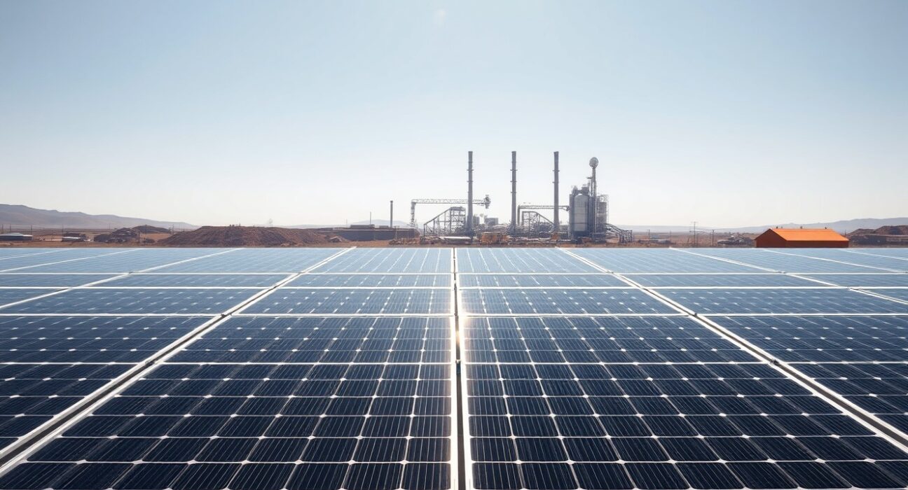 Solar panels under a clear sky, representing the solar industry's silver demand