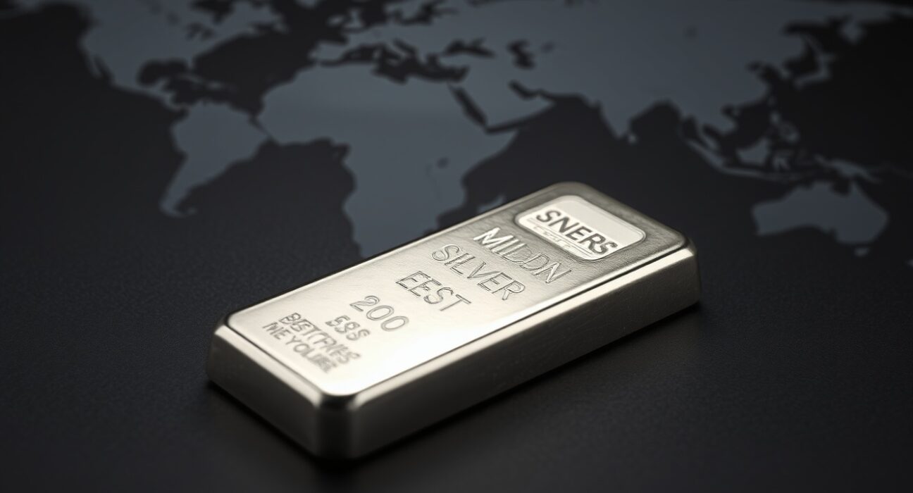 Silver bullion bar representing market stabilization amid Iran geopolitical news.