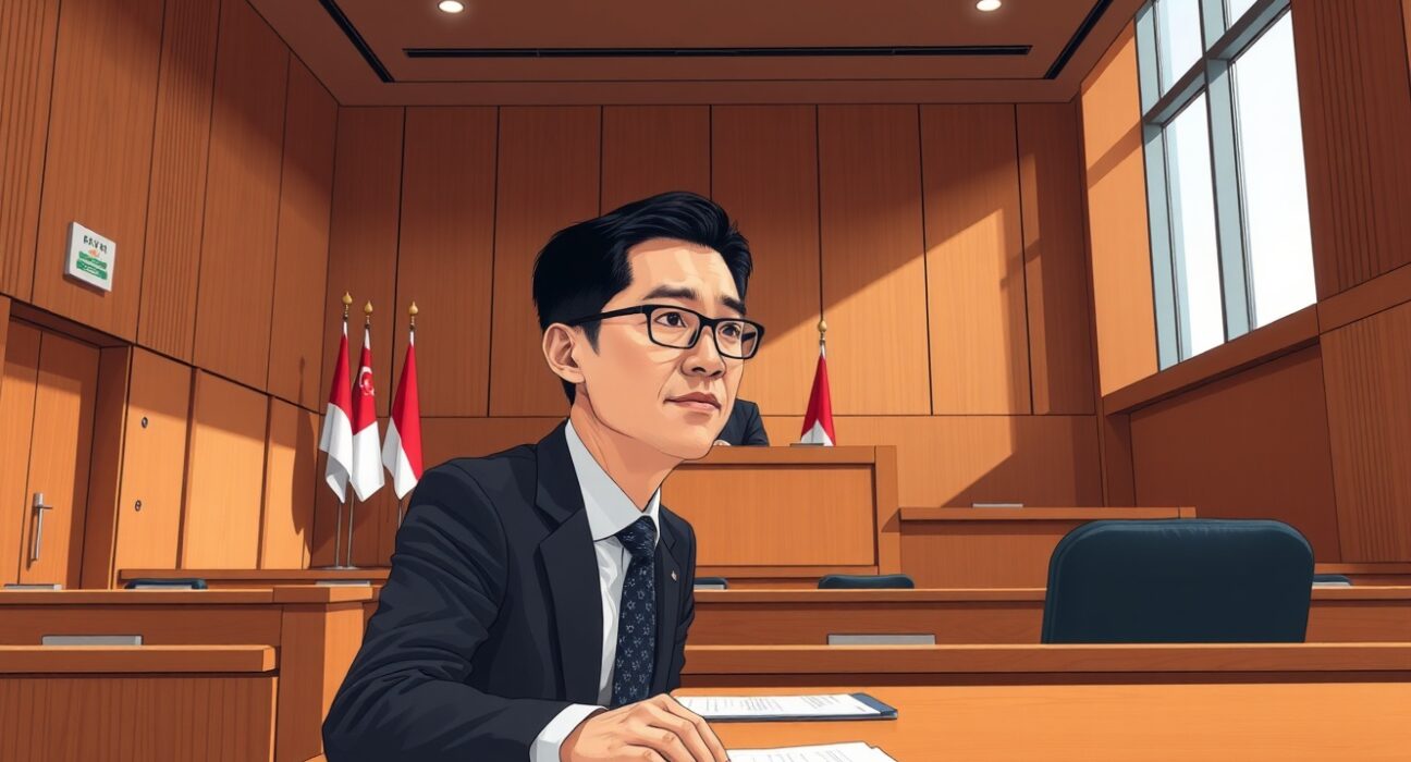Singapore courtroom scene during Curve Finance contributor defamation case hearing