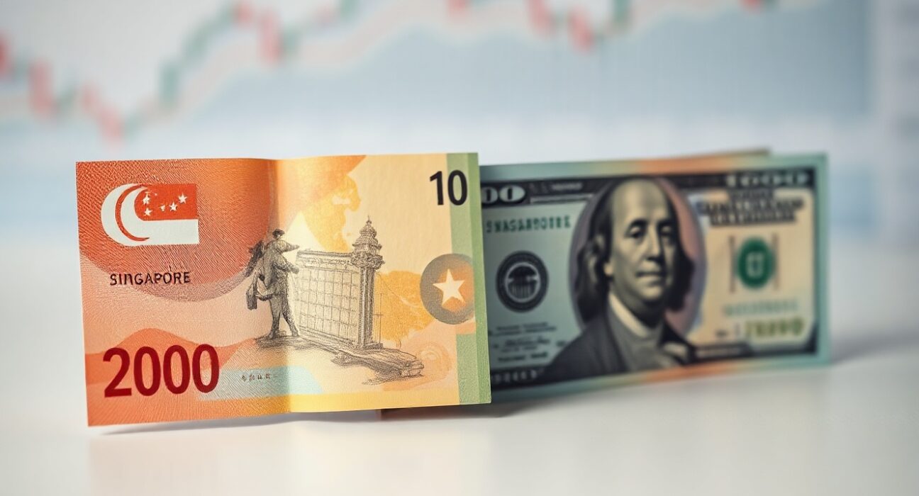 Singapore dollar and US dollar banknotes side by side, symbolizing currency exchange rate analysis.
