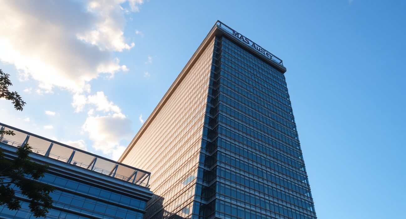 Monetary Authority of Singapore building exterior in financial district