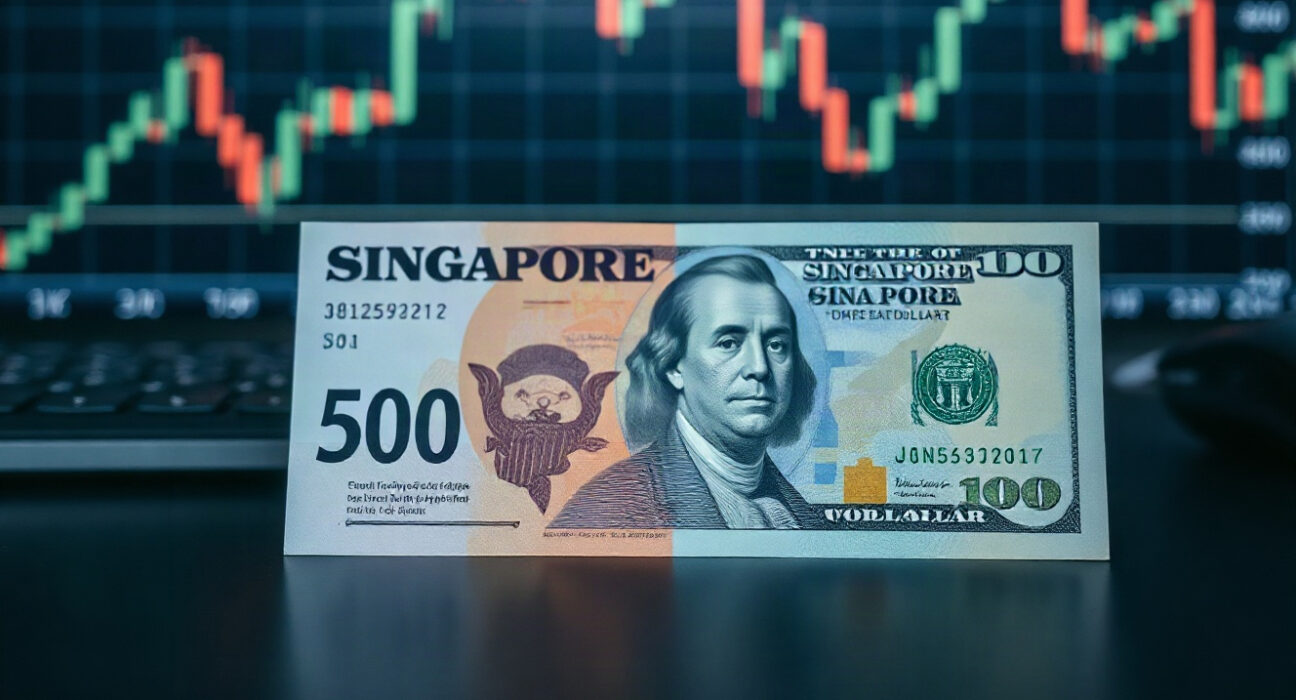 Singapore dollar and US dollar banknotes side by side on a financial desk