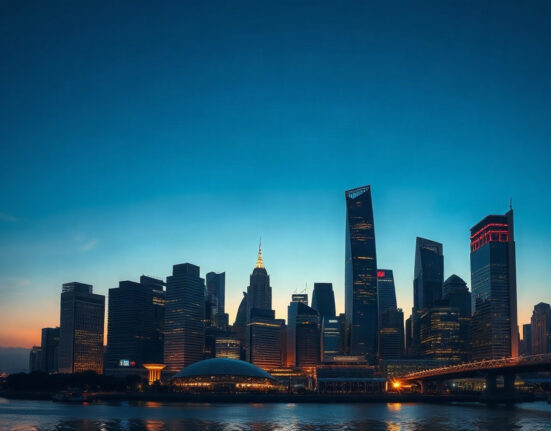 Singapore skyline at dusk, reflecting the financial hub's economic pulse.