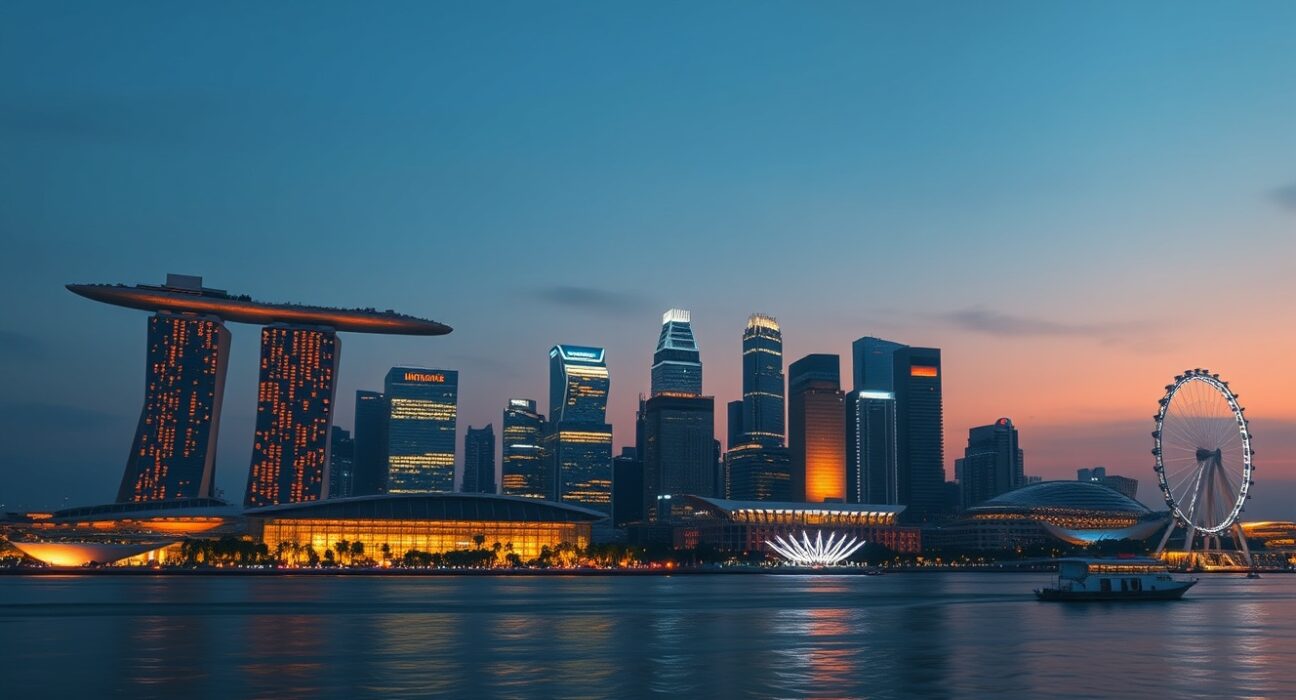 Singapore's resilient Marina Bay skyline symbolizes limited economic impact from global