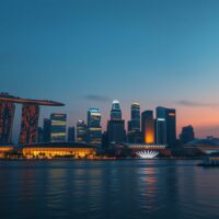 Singapore's resilient Marina Bay skyline symbolizes limited economic impact from global conflicts