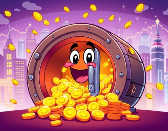 Animated vault symbolizing Sinohope's strategic Bitcoin purchase for institutional growth.