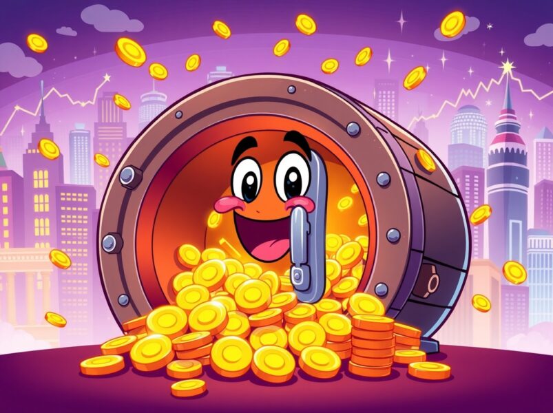 Animated vault symbolizing Sinohope's strategic Bitcoin purchase for institutional growth.