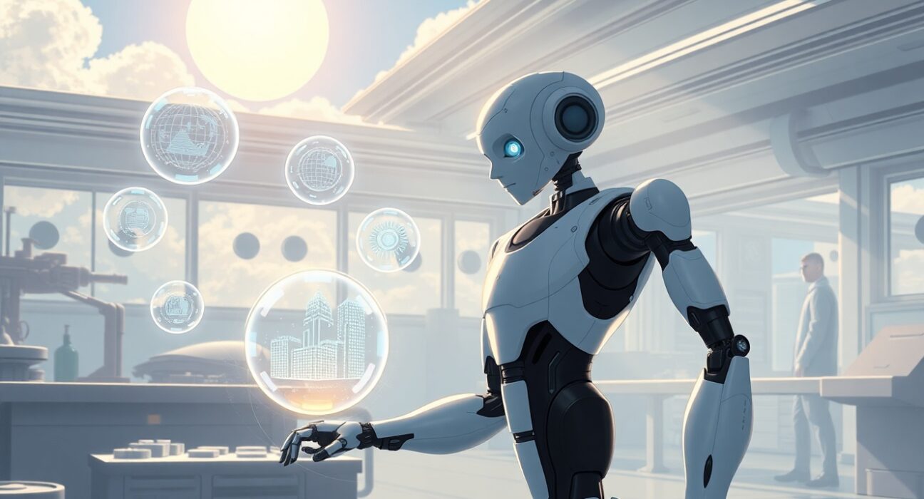 Skild AI robotics software enabling a versatile robot to learn and adapt in a research environment.