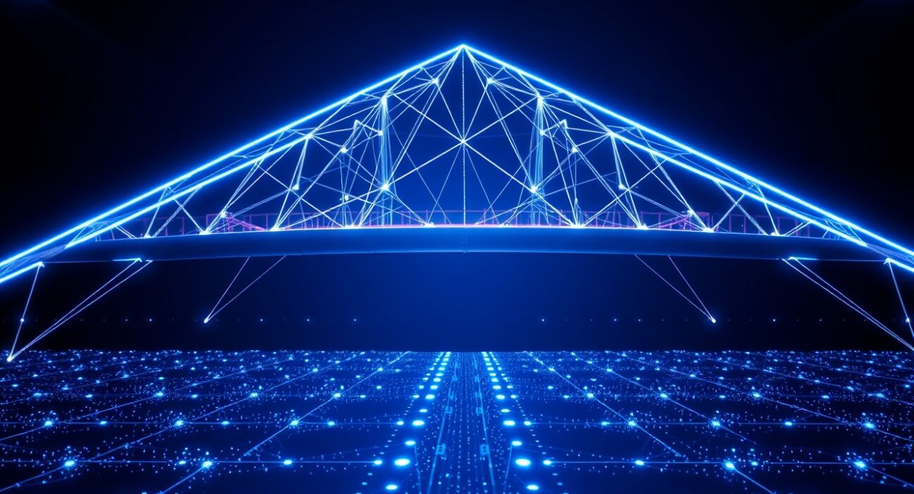 Digital bridge representing Sky's USDS stablecoin bridge on the Solana blockchain network.