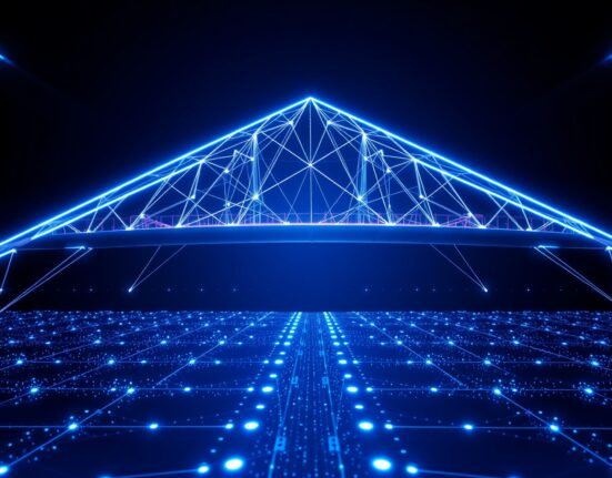 Digital bridge representing Sky's USDS stablecoin bridge on the Solana blockchain network.