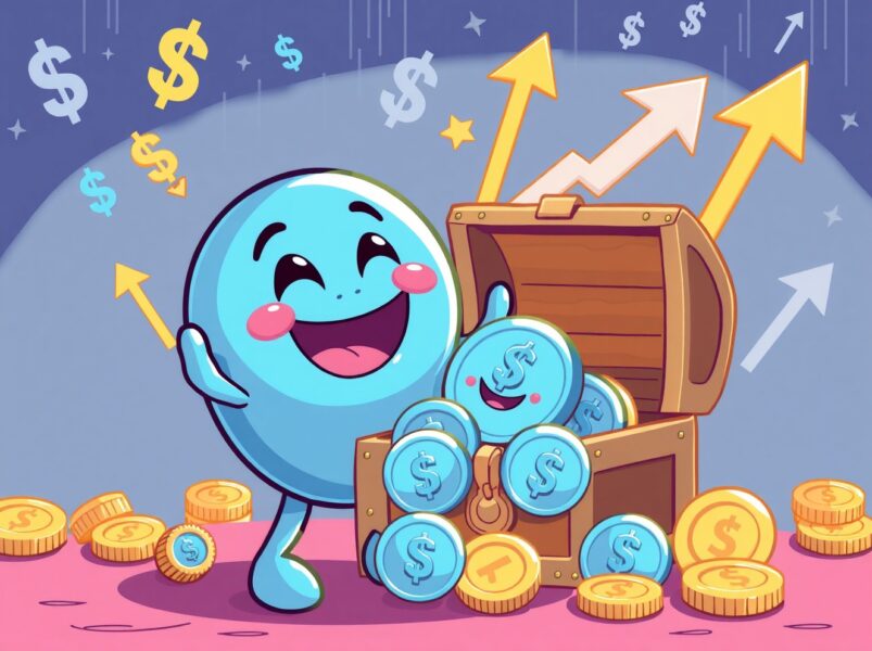 Sky token buyback illustration showing cryptocurrency tokens being collected strategically