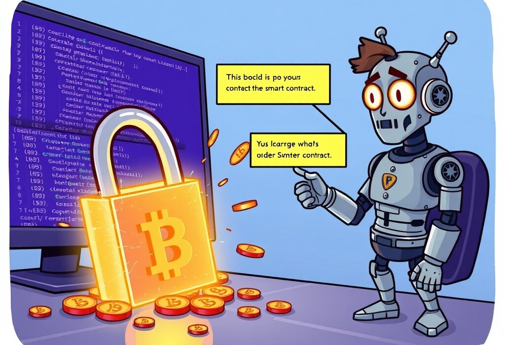An illustration symbolizing the importance of robust smart contract security in preventing digital asset exploits, referencing the SuperRare hack.