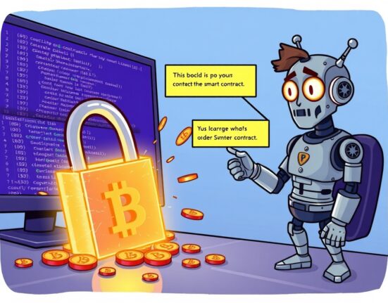 An illustration symbolizing the importance of robust smart contract security in preventing digital asset exploits, referencing the SuperRare hack.