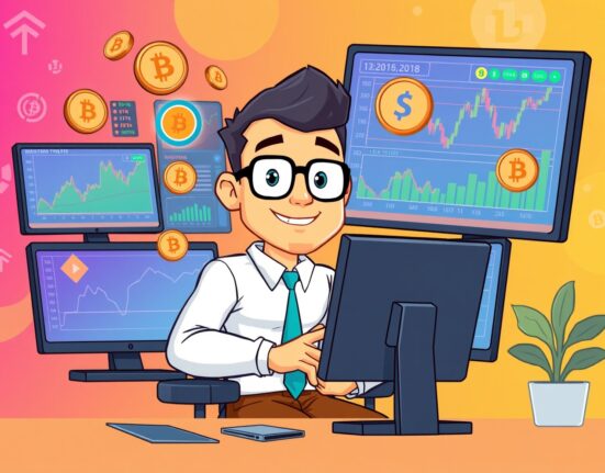 A successful smart trader monitoring large cryptocurrency long positions in Bitcoin, Ethereum, and Solana, reflecting strategic market insights.
