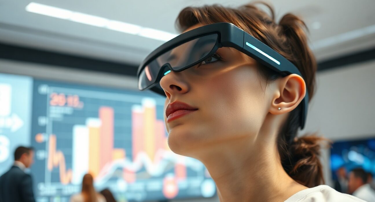 Person wearing Snap's Specs AR glasses at a product launch event