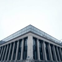 Swiss National Bank building in Bern, Switzerland, on an overcast day.