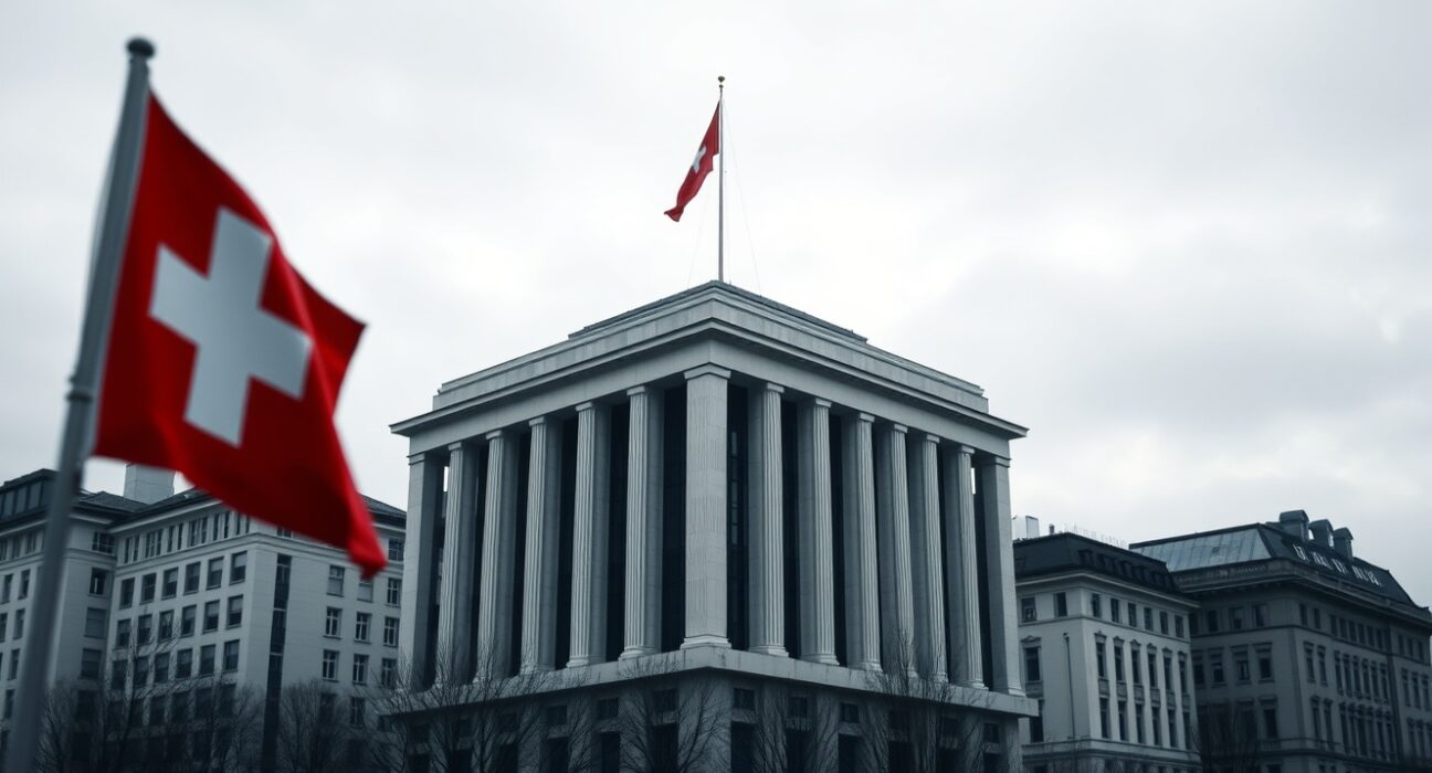 Swiss National Bank headquarters representing economic uncertainty from Middle East conflict impact