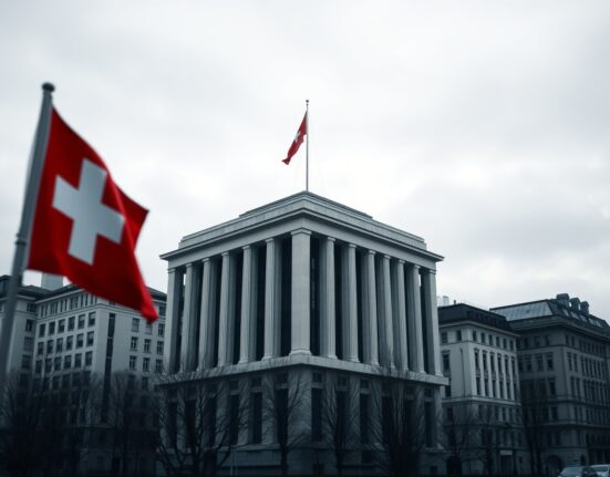 Swiss National Bank headquarters representing economic uncertainty from Middle East conflict impact