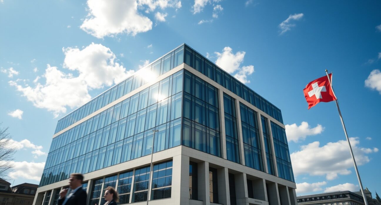 Swiss National Bank headquarters representing monetary policy decisions amid currency strength concerns