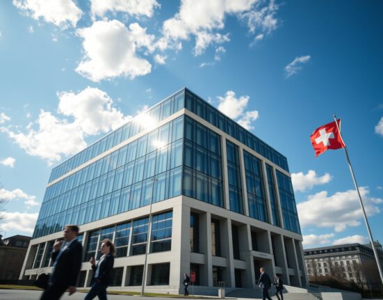 Swiss National Bank headquarters representing monetary policy decisions amid currency strength concerns