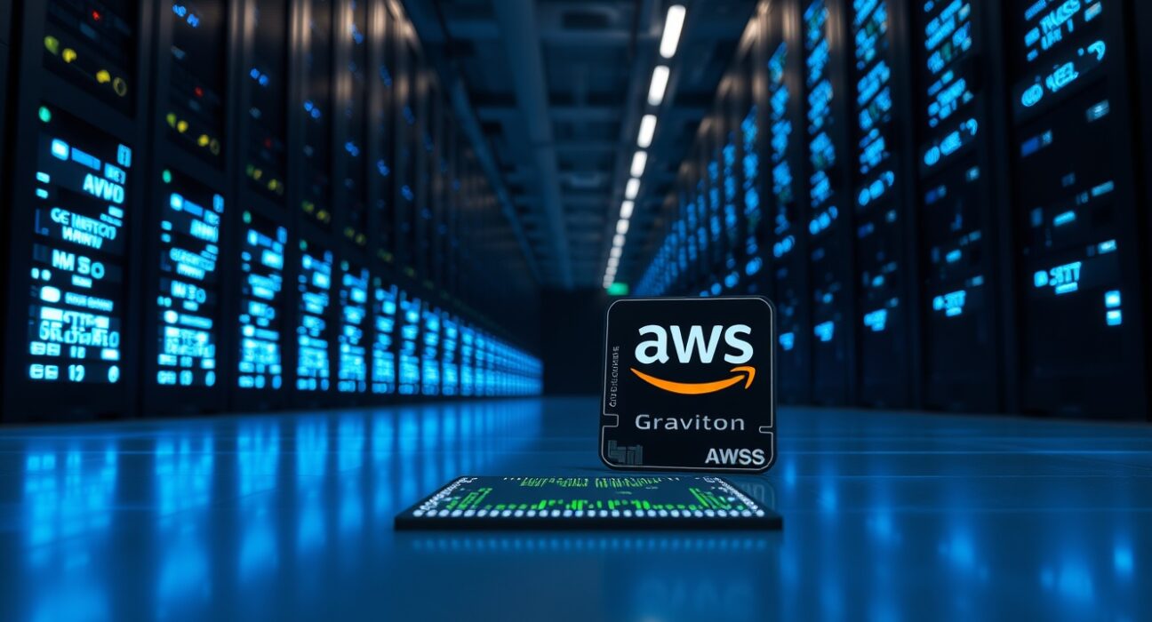 AWS Graviton chip in a data center, representing the Snowflake $6 billion deal for AI CPU chips
