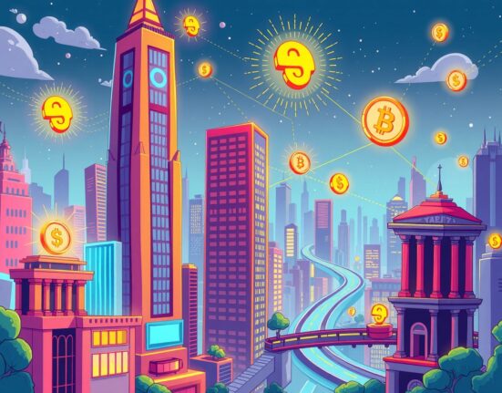 Digital tokenized US bond illustration showing blockchain technology transforming traditional finance