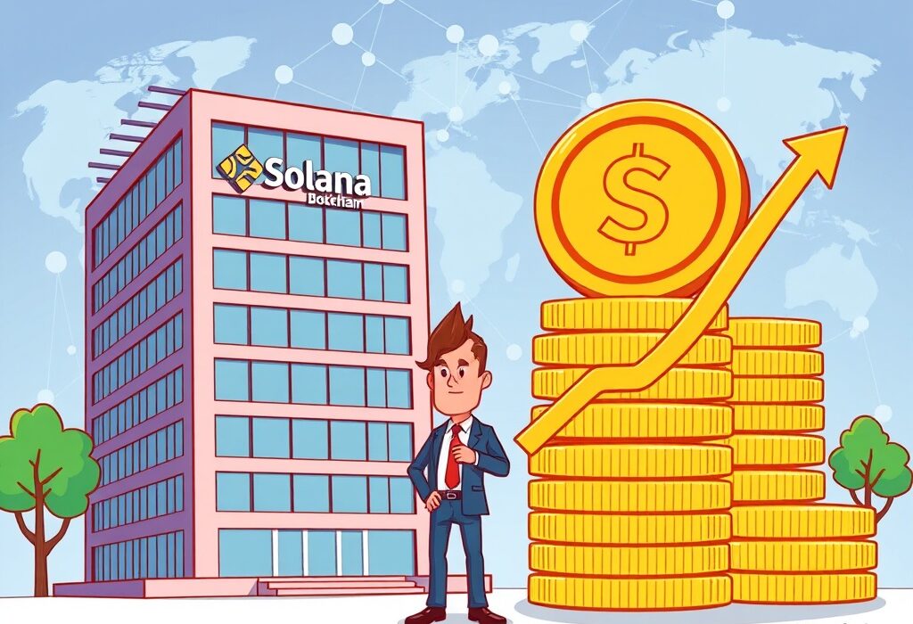 A European company's SOL Treasury confidently expands its Solana holdings, symbolizing growing corporate crypto adoption.