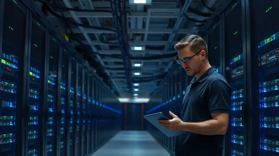 Engineer in a server room representing Solana's 200ms slot activation on mainnet