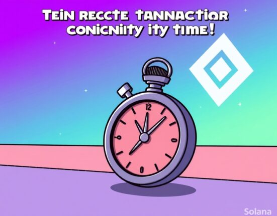 An illustration depicting the Solana community's decision to dramatically improve Solana block finality, speeding up network transactions.