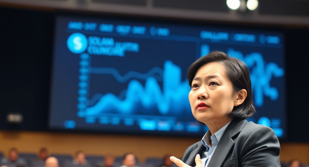 Solana Foundation President Lily Liu discusses the future of blockchain gaming at a tech conference.