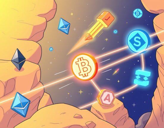 A cartoon illustration showing the Solana bridge enabling fast, seamless cross-chain transfers between Ethereum, Layer-2s, and Solana.