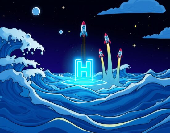 A cartoon illustration showing the exciting launch of the WET token by Solana DEX HumidiFi, symbolizing growth and innovation in DeFi.