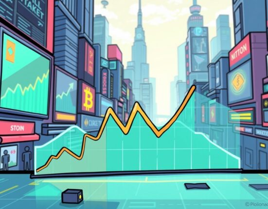 A visual representation of Solana's fee share dramatically declining on a chart, indicating market shifts in the crypto space.