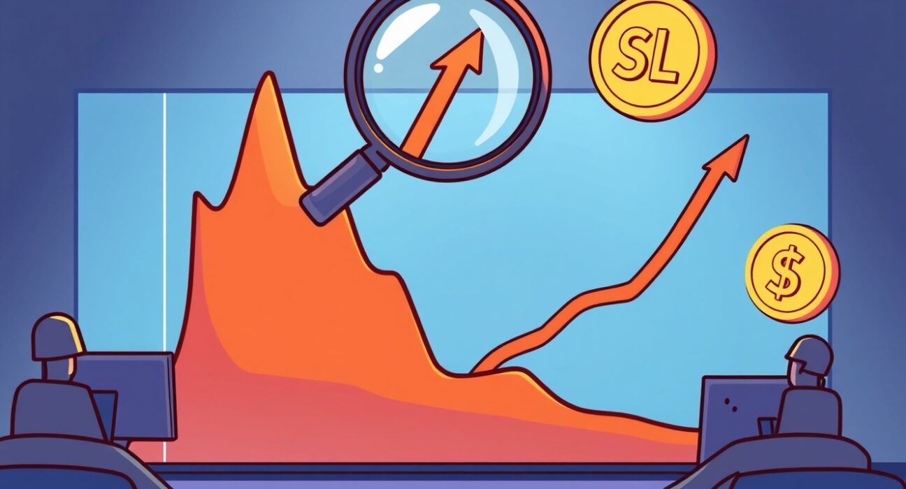Cartoon showing a vibrant chart with a massive upward spike in Solana futures open interest, representing strong market optimism.