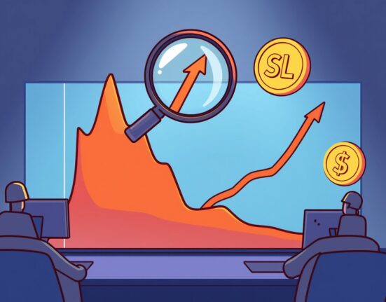 Cartoon showing a vibrant chart with a massive upward spike in Solana futures open interest, representing strong market optimism.