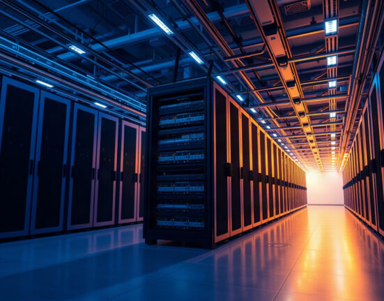 Modern data center with servers representing Solana network infrastructure